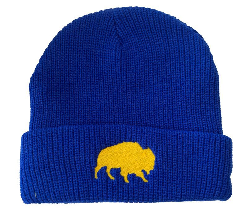 Buffalo Knit Hat Royal and Yellow